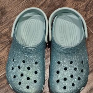 CROCS Kids Glitter Water Shoes in Teal